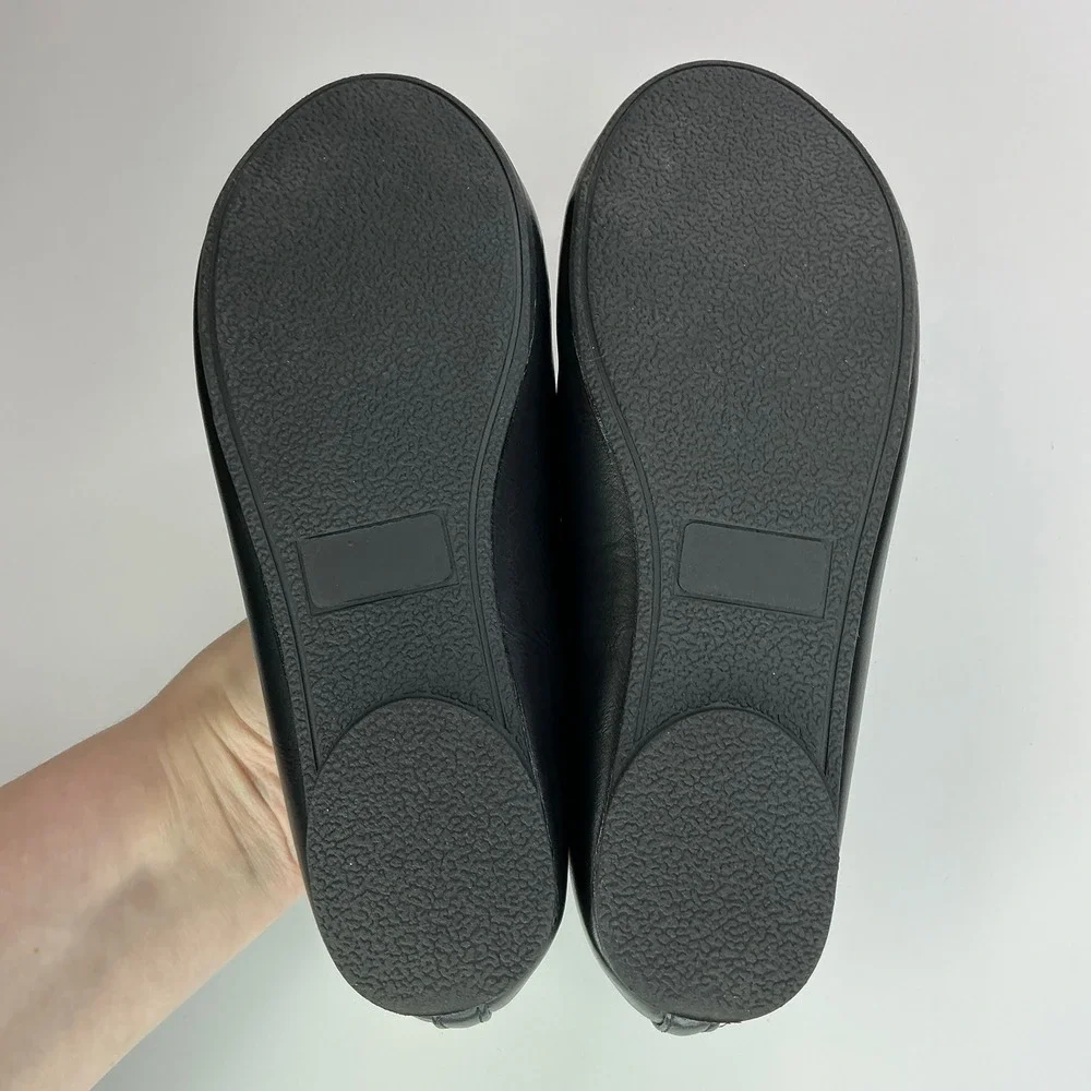 SO Black Ballet Flats Girls Size 1 Memory Foam Bow Detail Classic Dress Shoes